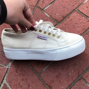 Superga 2790 Cream Platform Rosegold Eyelit 39.5